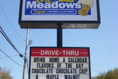 Pylon signs in Uniontown for Meadows Frozen Custard