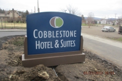 Monument Sign installation in Pittsburgh for Cobblestone Hotel